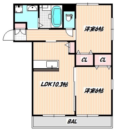 東船橋駅 徒歩18分 2階の物件間取画像